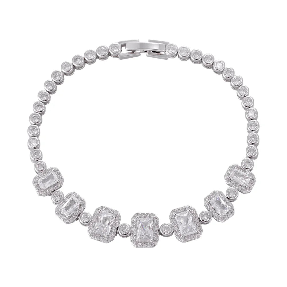 Wholesale 18k zircon bracelet, handmade micro-inlay, buckle design, red zircon splicing big brand replacement, not easy to fade, women's gift - Lyra