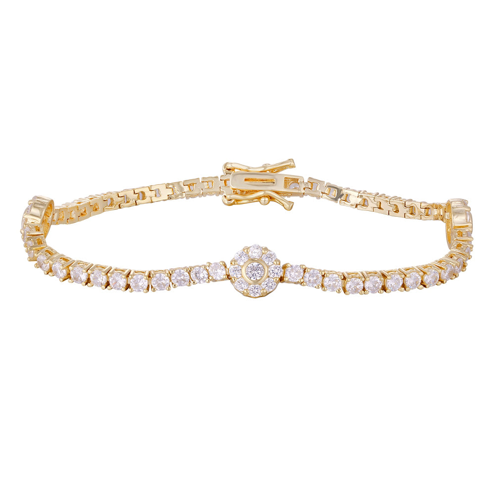 Wholesale 18k zircon bracelet, handmade micro-inlay, wave pattern design, red zircon splicing flower style, big brand replacement, not easy to fade, women's gift - Lyra