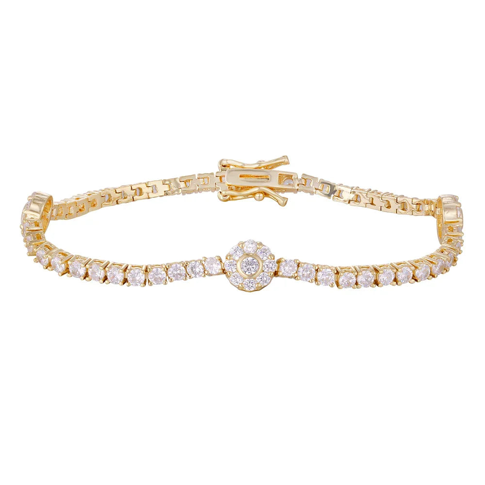 Wholesale 18k zircon bracelet,wave pattern design, red zircon splicing flower style,women's gift - Lyra