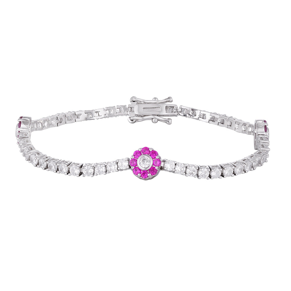 Wholesale 18k zircon bracelet, handmade micro-inlay, wave pattern design, red zircon splicing flower style, big brand replacement, not easy to fade, women's gift - Lyra