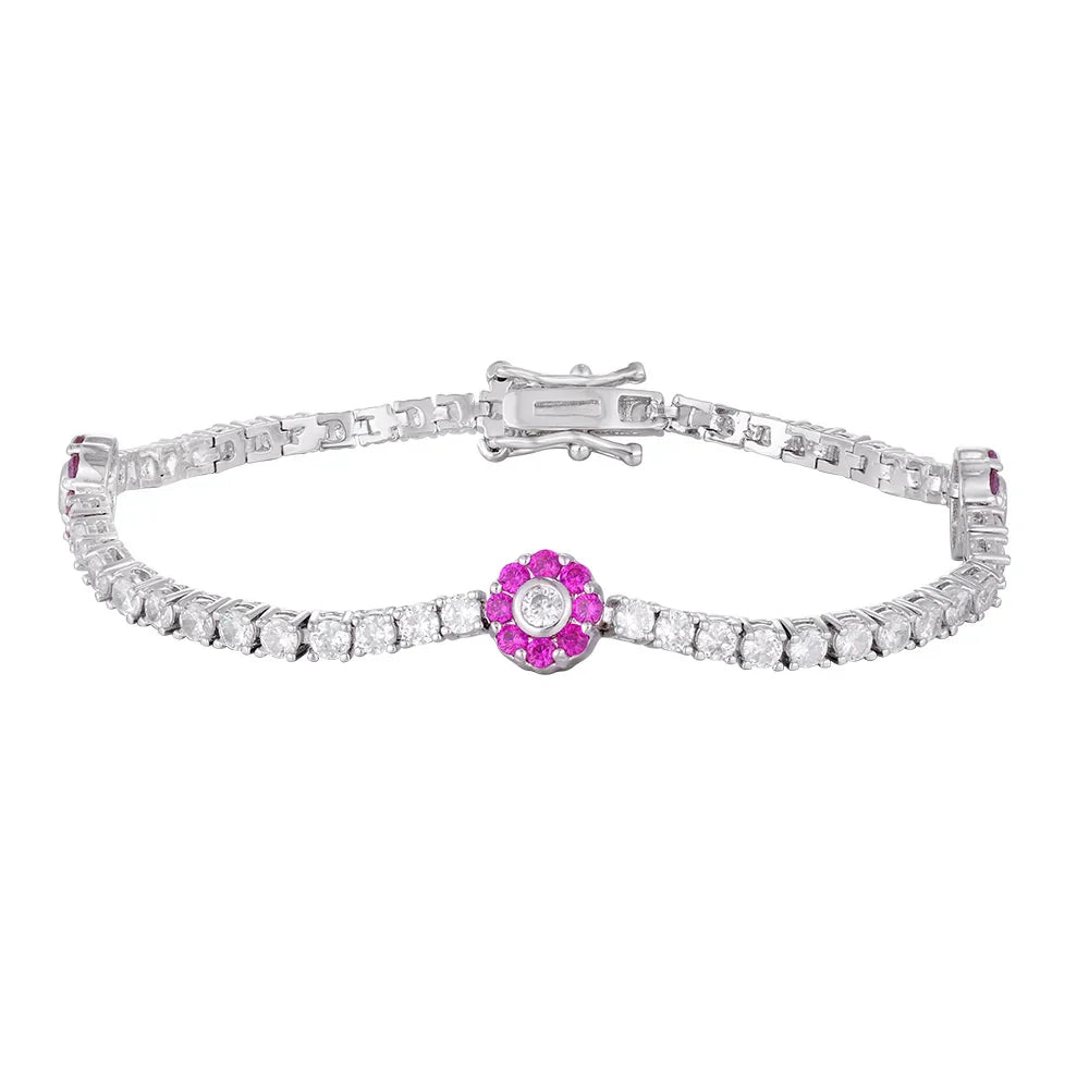 Wholesale 18k zircon bracelet,wave pattern design, red zircon splicing flower style,women's gift - Lyra