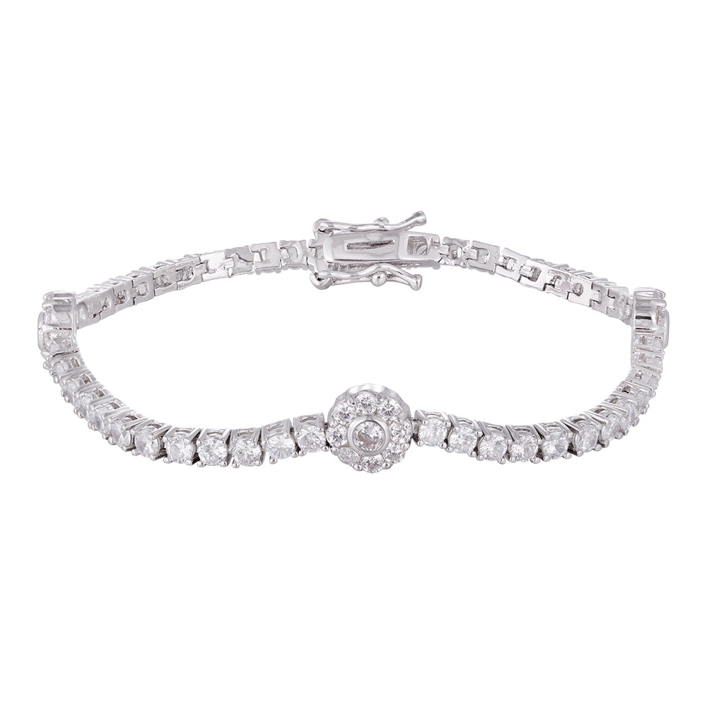 Wholesale 18k zircon bracelet, handmade micro-inlay, wave pattern design, red zircon splicing flower style, big brand replacement, not easy to fade, women's gift - Lyra