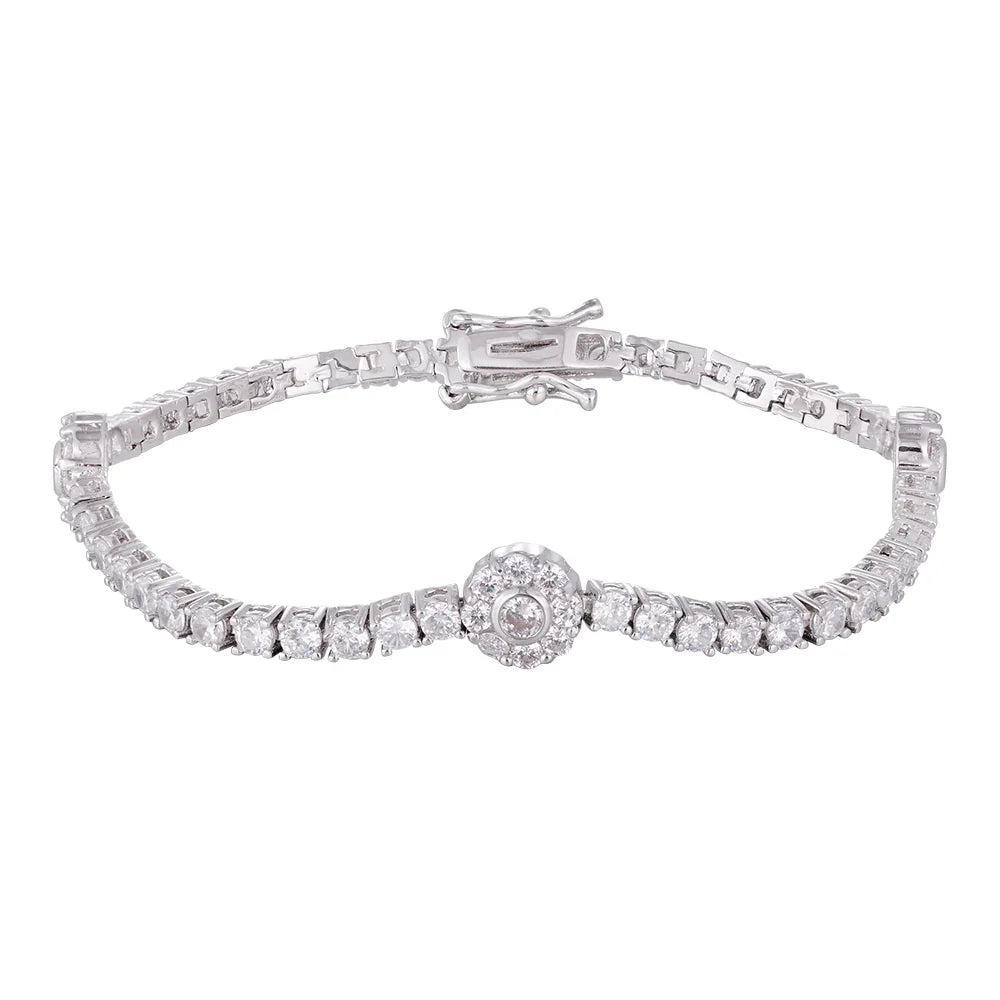 Wholesale 18k zircon bracelet,wave pattern design, red zircon splicing flower style,women's gift - Lyra