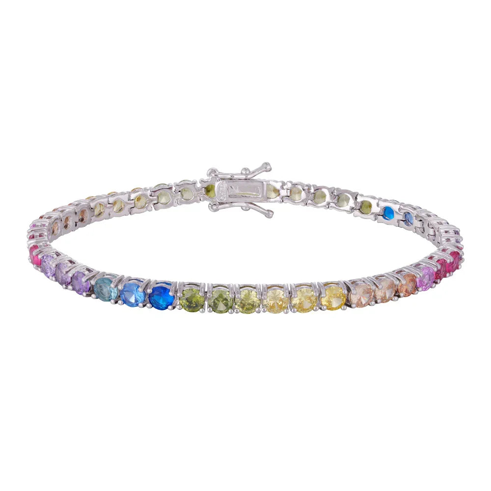 Three-layer copper-plated gold bracelet, rainbow zircon, wholesale purchase, hypoallergenic. - Lyra