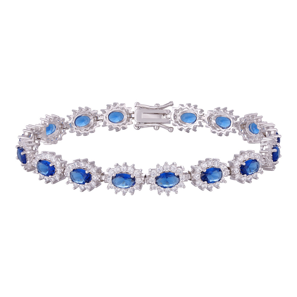 Wholesale bracelet 18k gold micro inlaid natural zircon, sun ray design, blue zircon embellishment, holiday gift - Lyra
