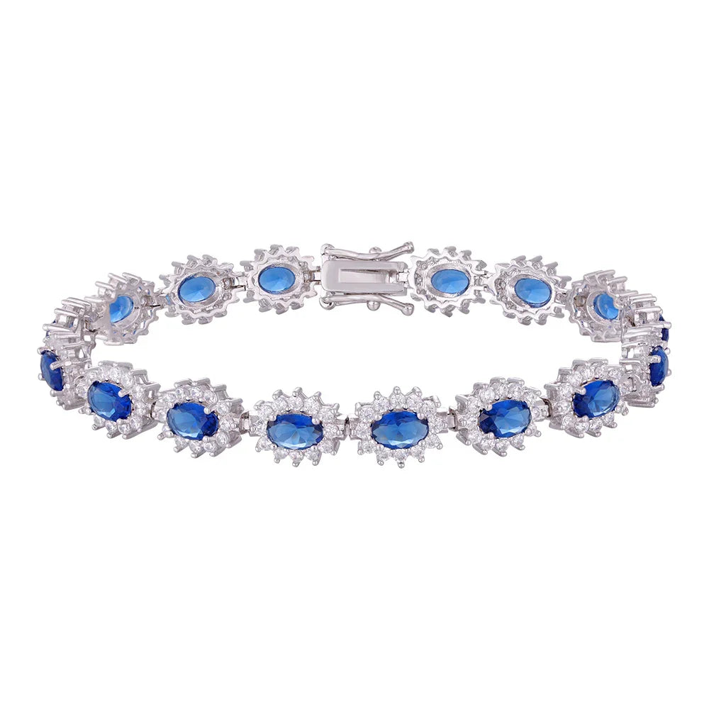 Wholesale bracelet 18k gold micro inlaid natural zircon, sun ray design, blue zircon embellishment, holiday gift - Lyra