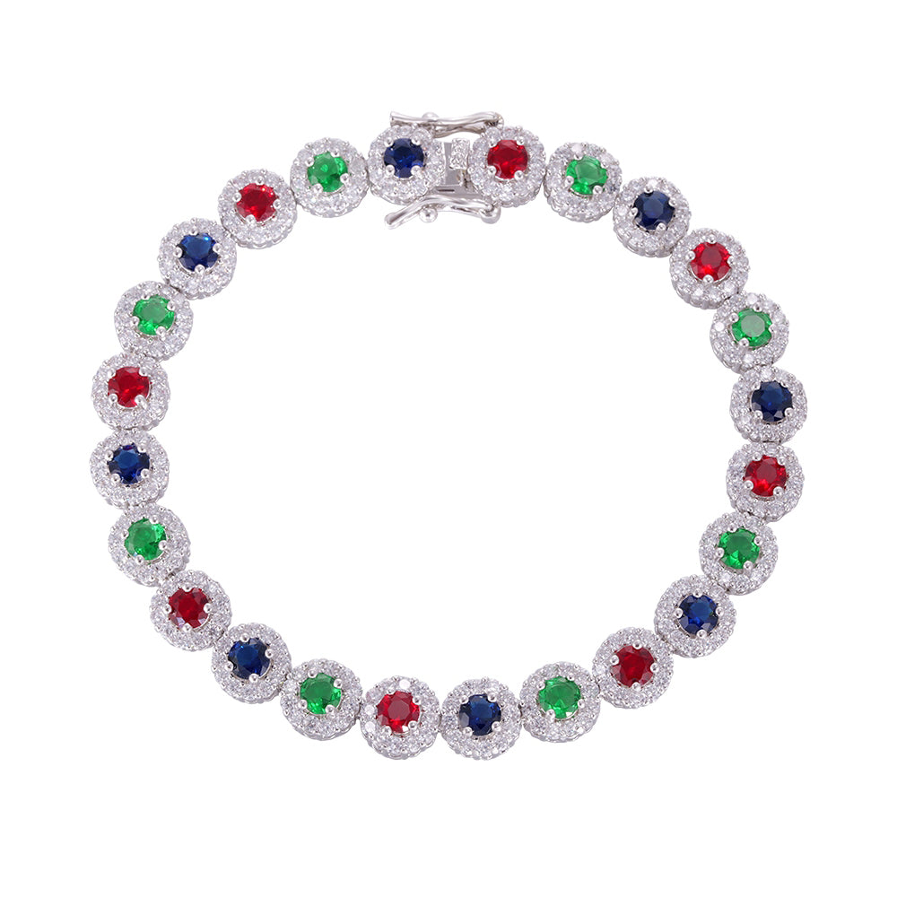 Wholesale bracelet 18k gold micro inlaid natural zircon, rainbow color matching, holiday gift - Lyra