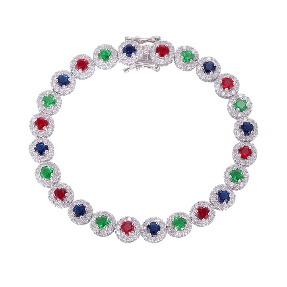 Wholesale bracelet 18k gold micro inlaid natural zircon, rainbow color matching, holiday gift - Lyra