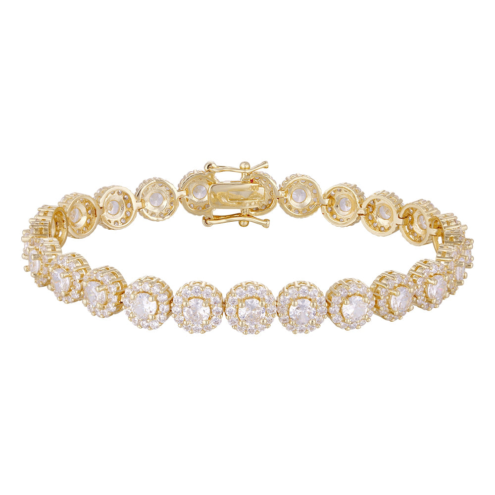 Wholesale bracelet 18k gold micro inlaid natural zircon, sun ray design, blue zircon embellishment, holiday gift - Lyra