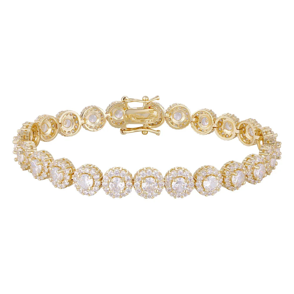 Wholesale bracelet 18k gold micro inlaid natural zircon, sun ray design, blue zircon embellishment, holiday gift - Lyra