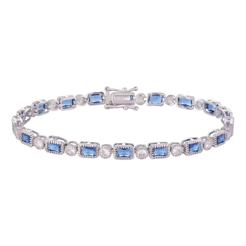 Wholesale bracelet 18k gold micro inlaid natural zircon, square blue zircon matching, holiday gift - Lyra