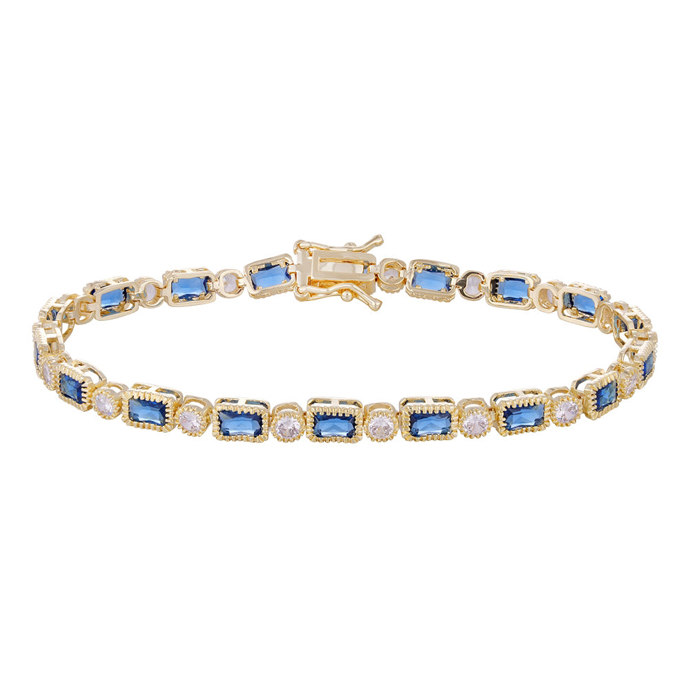 Wholesale bracelet 18k gold micro inlaid natural zircon, square blue zircon matching, holiday gift - Lyra