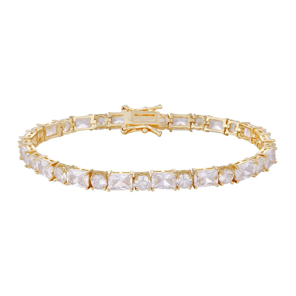 Wholesale bracelet 18k gold micro inlaid natural zircon, square blue zircon matching, holiday gift - Lyra