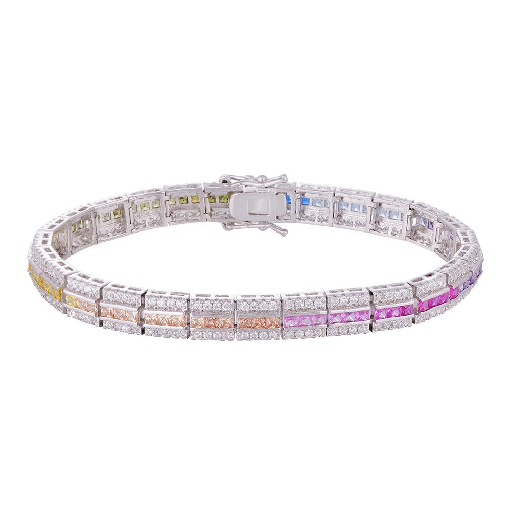 Wholesale bracelet 18k gold micro-inlaid natural zircon, irregular color zircon matching, non-allergenic and waterproof, holiday gift - Lyra