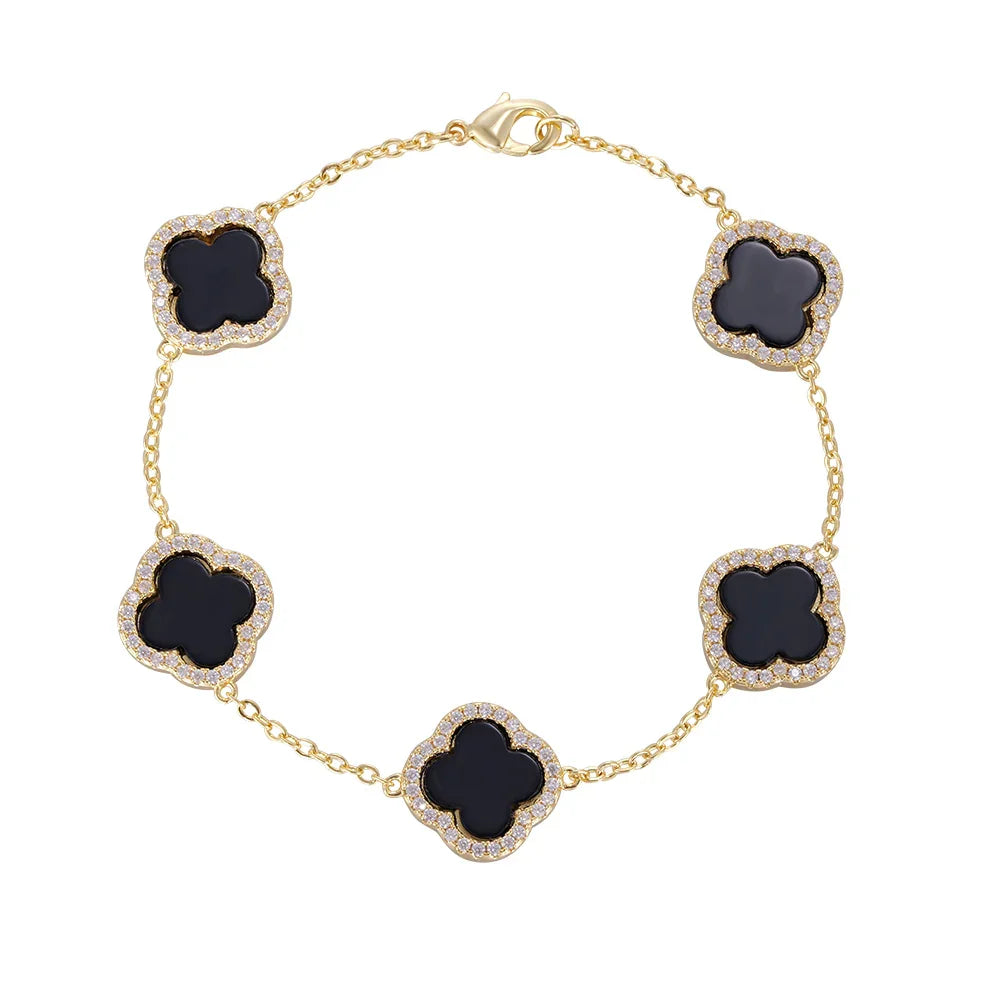Wholesale bracelet 18k gold micro-inlaid natural zircon, Van Cl*** & Ar***s same style, exclusive design, holiday gift - Lyra