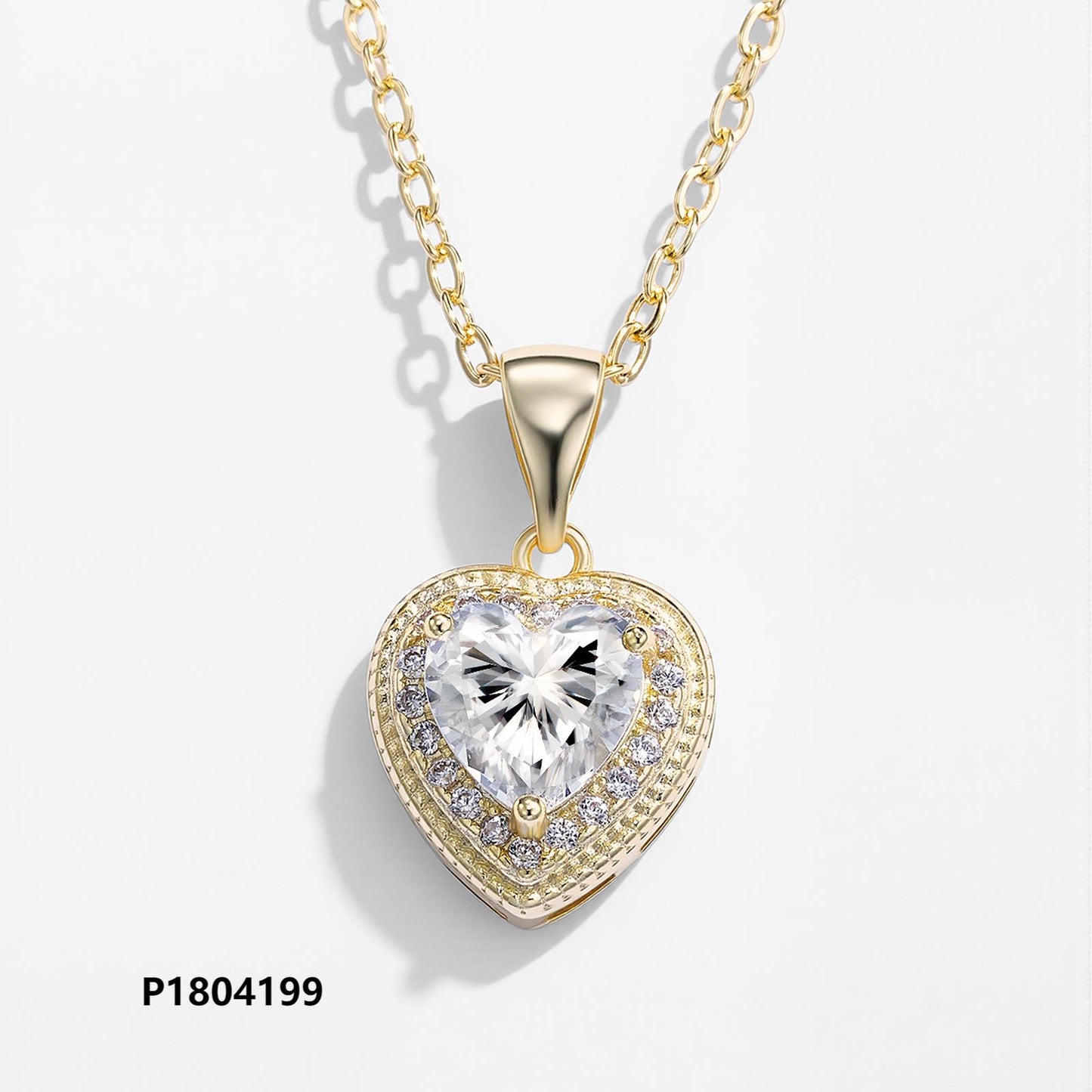 Environmentally friendly brass plated 14k/18k gold heart zircon necklace, waterproof and non-fading, original