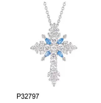 Wholesale copper plated 14k gold zircon cross necklace, environmentally friendly material, non-fading and waterproof
