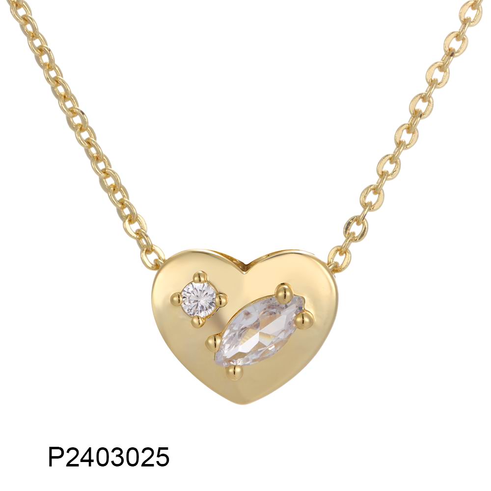14k copper gold-plated zircon heart wholesale necklace, waterproof and non-fading, high quality - Lyra