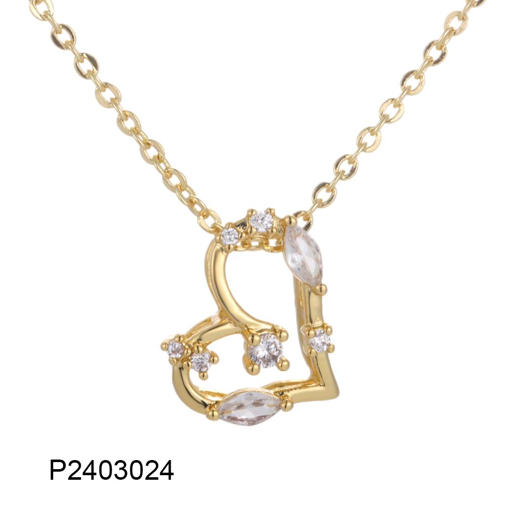Wholesale copper-plated 14k/18k heart-shaped zircon necklace, waterproof and colorfast, unique design1