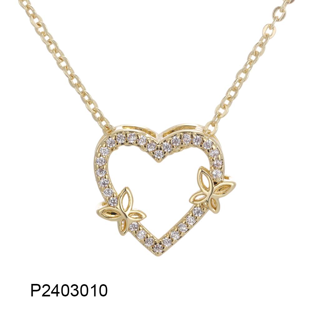 Copper plated 14k gold inlaid zircon heart necklace wholesale, environmentally friendly material, not easy to allergic - Lyra