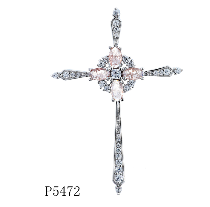 Wholesale copper plated 14k gold zircon cross necklace, environmentally friendly material, non-fading and waterproof