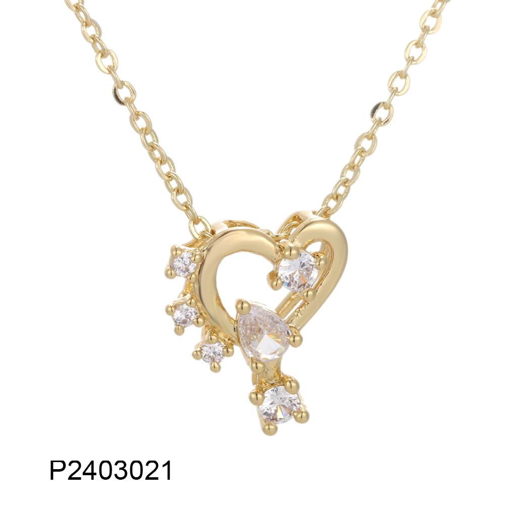 Copper plated 14k gold inlaid zircon heart necklace wholesale, environmentally friendly material, not easy to allergic - Lyra