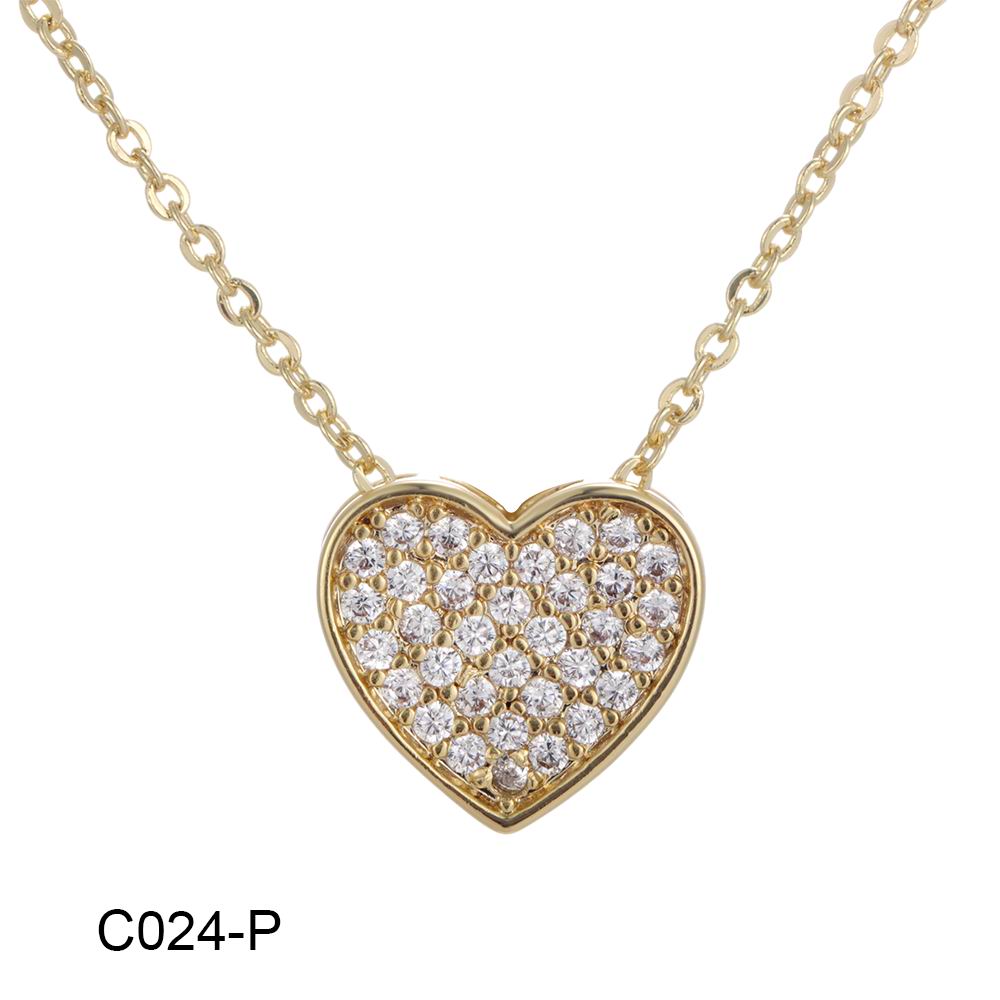 Wholesale copper plated 14k gold inlaid zircon heart necklace, environmentally friendly material, not easy to allergic, waterproof and non-fading - Lyra