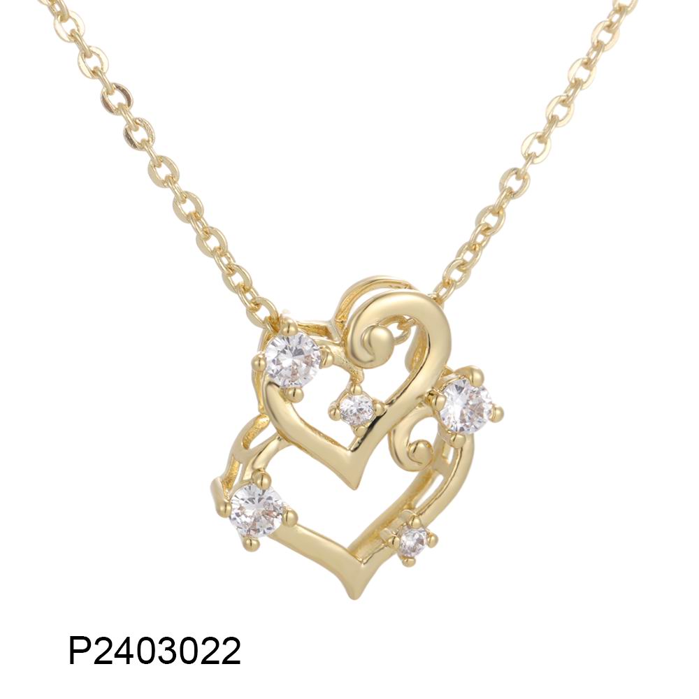 Copper plated 14k gold inlaid zircon heart necklace wholesale, environmentally friendly material, not easy to allergic - Lyra