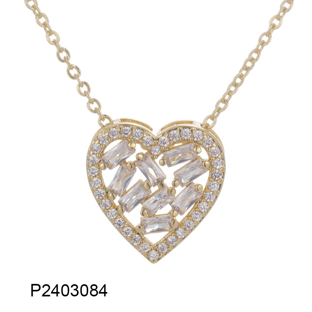 Wholesale copper plated 14k gold inlaid zircon heart necklace, environmentally friendly material, not easy to allergic, waterproof and non-fading - Lyra