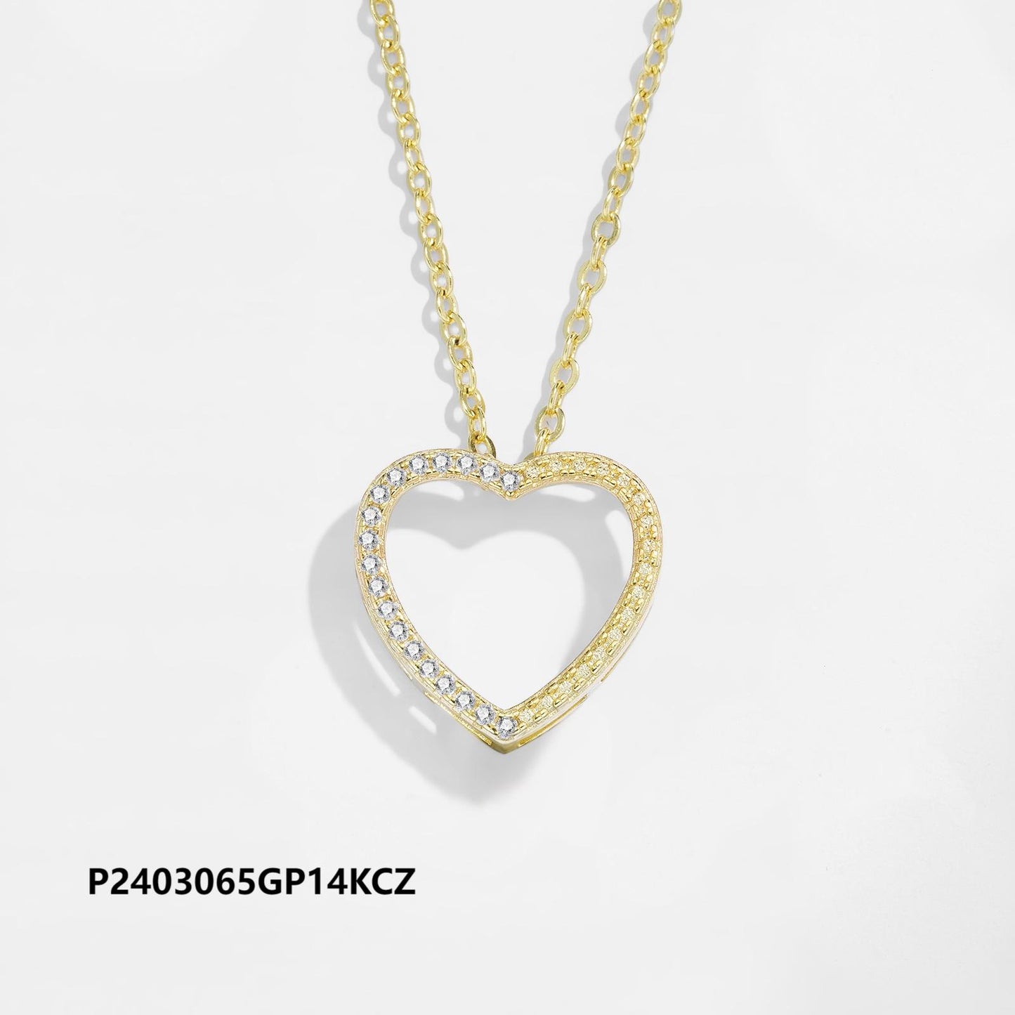 Wholesale copper-plated gold heart necklace inlaid with 6A zircon, three designs to choose from