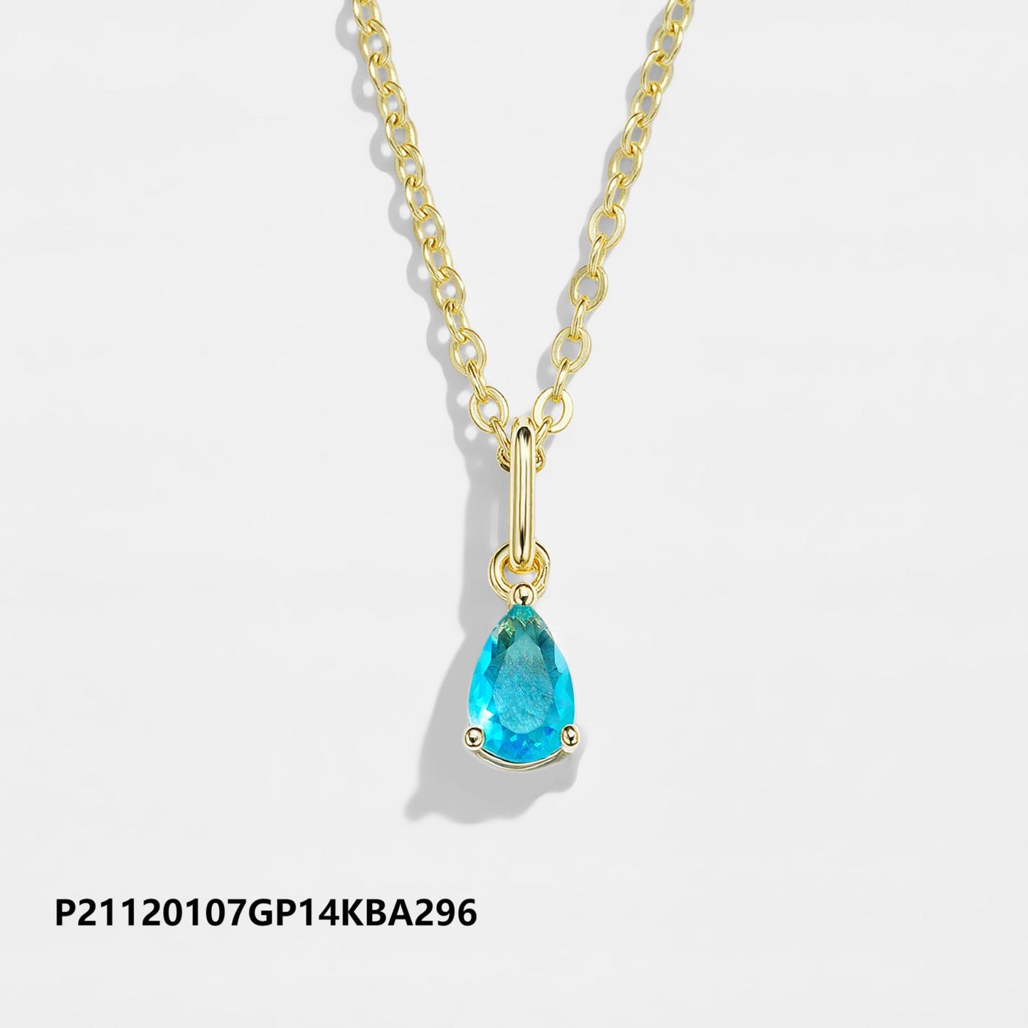 Environmentally friendly brass 14k/18k gold-plated zircon necklace, Heart of the Ocean, waterproof colorfast