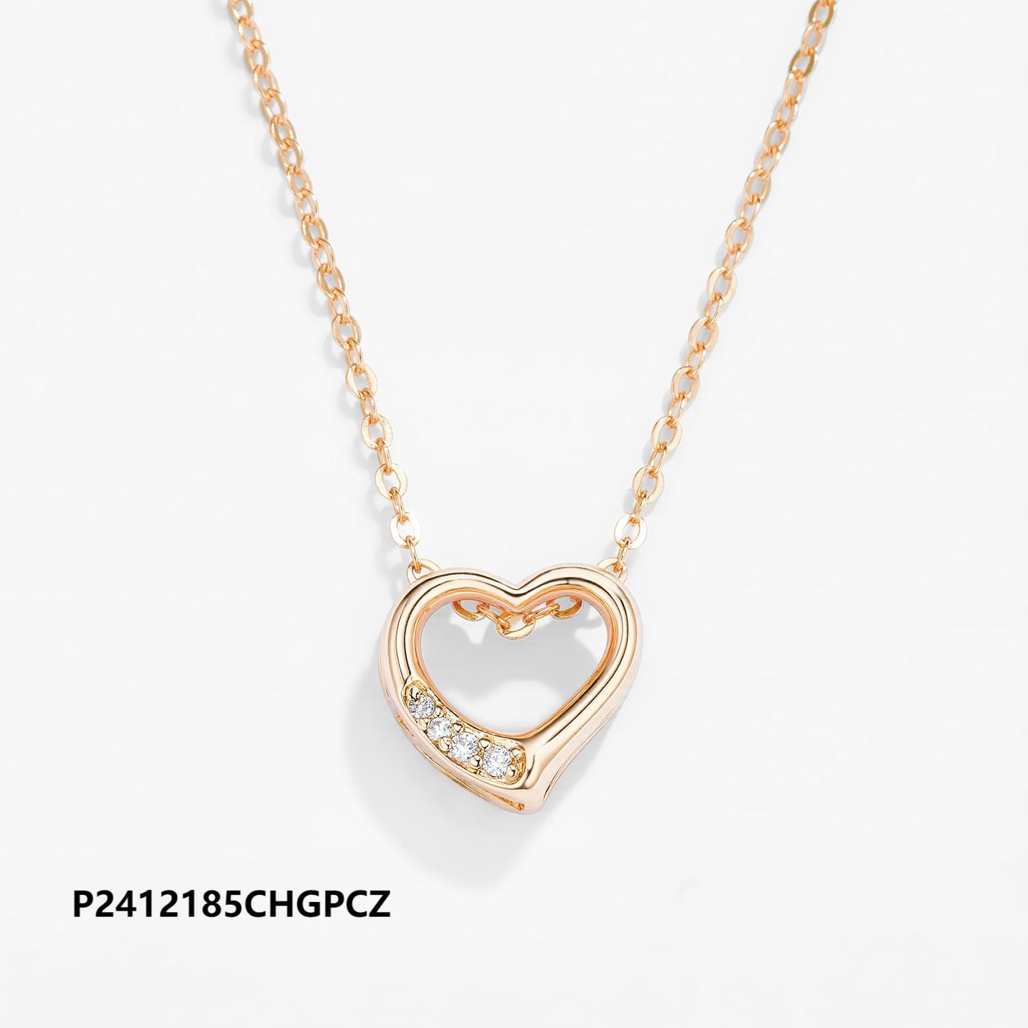 Copper plated 18k gold heart zircon necklace wholesale, original design, waterproof and non-fading