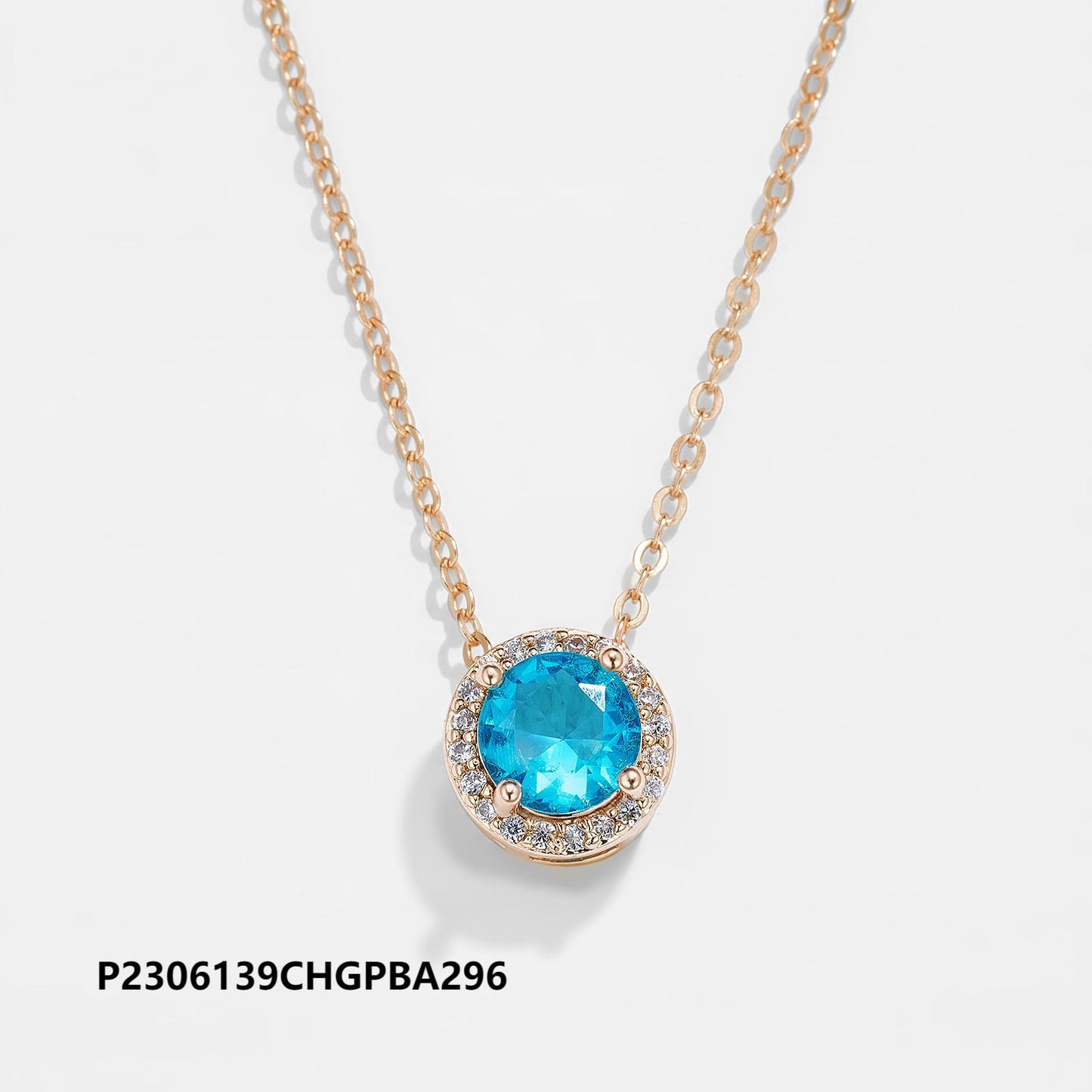 Wholesale copper-plated gold-plated zircon necklace, inlaid with 6A zircon,Green, blue, red