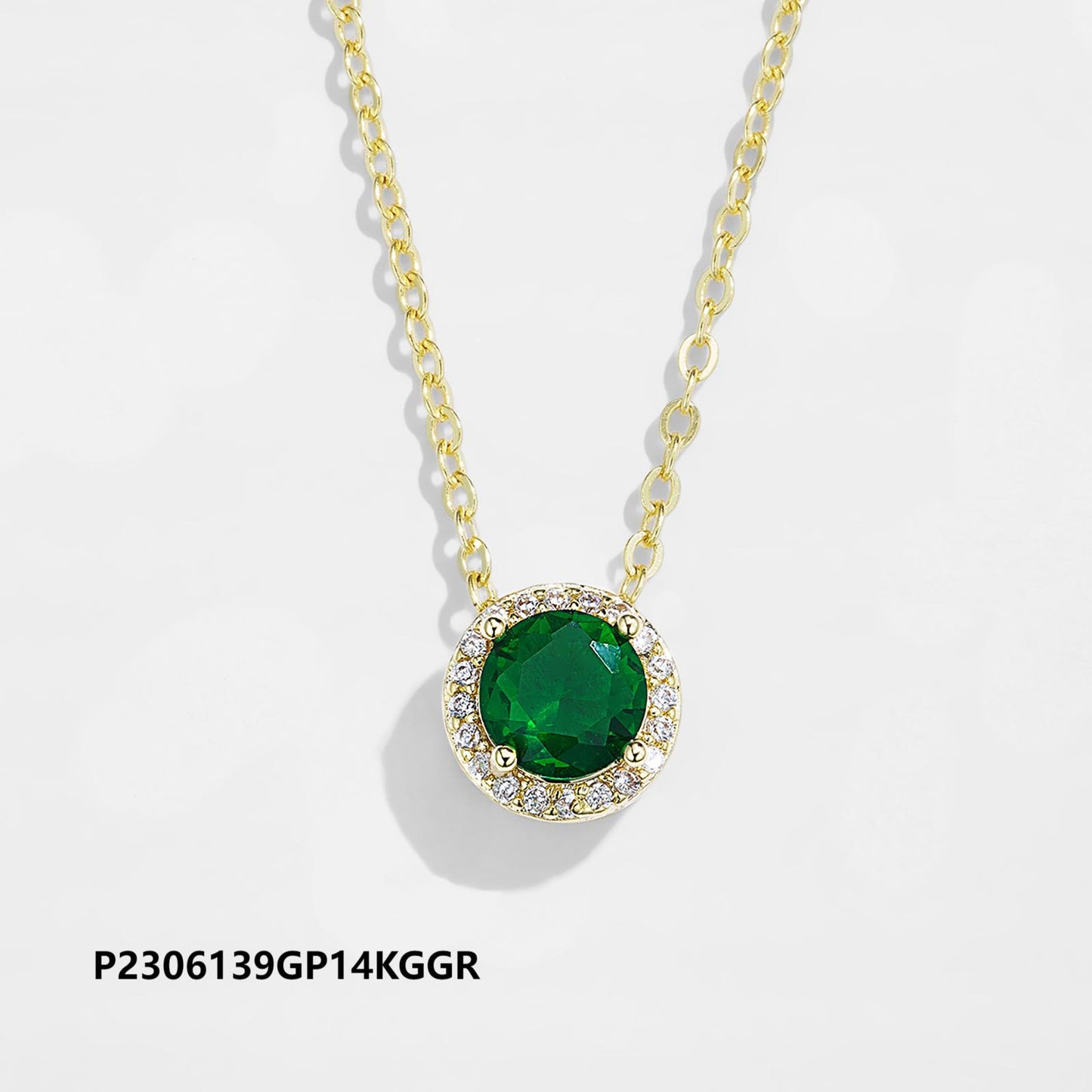 Wholesale copper-plated gold-plated zircon necklace, inlaid with 6A zircon,Green, blue, red