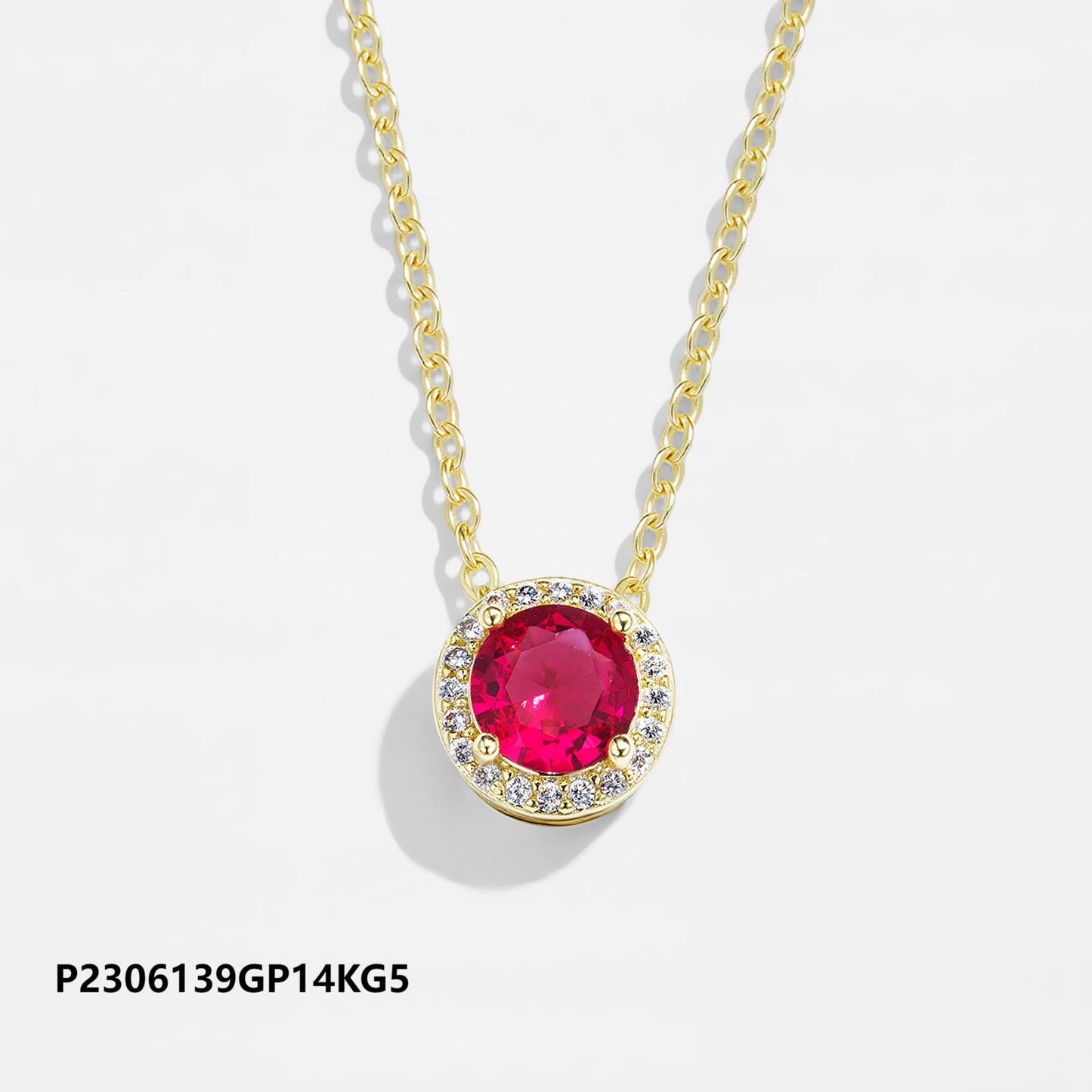 Wholesale copper-plated gold-plated zircon necklace, inlaid with 6A zircon,Green, blue, red
