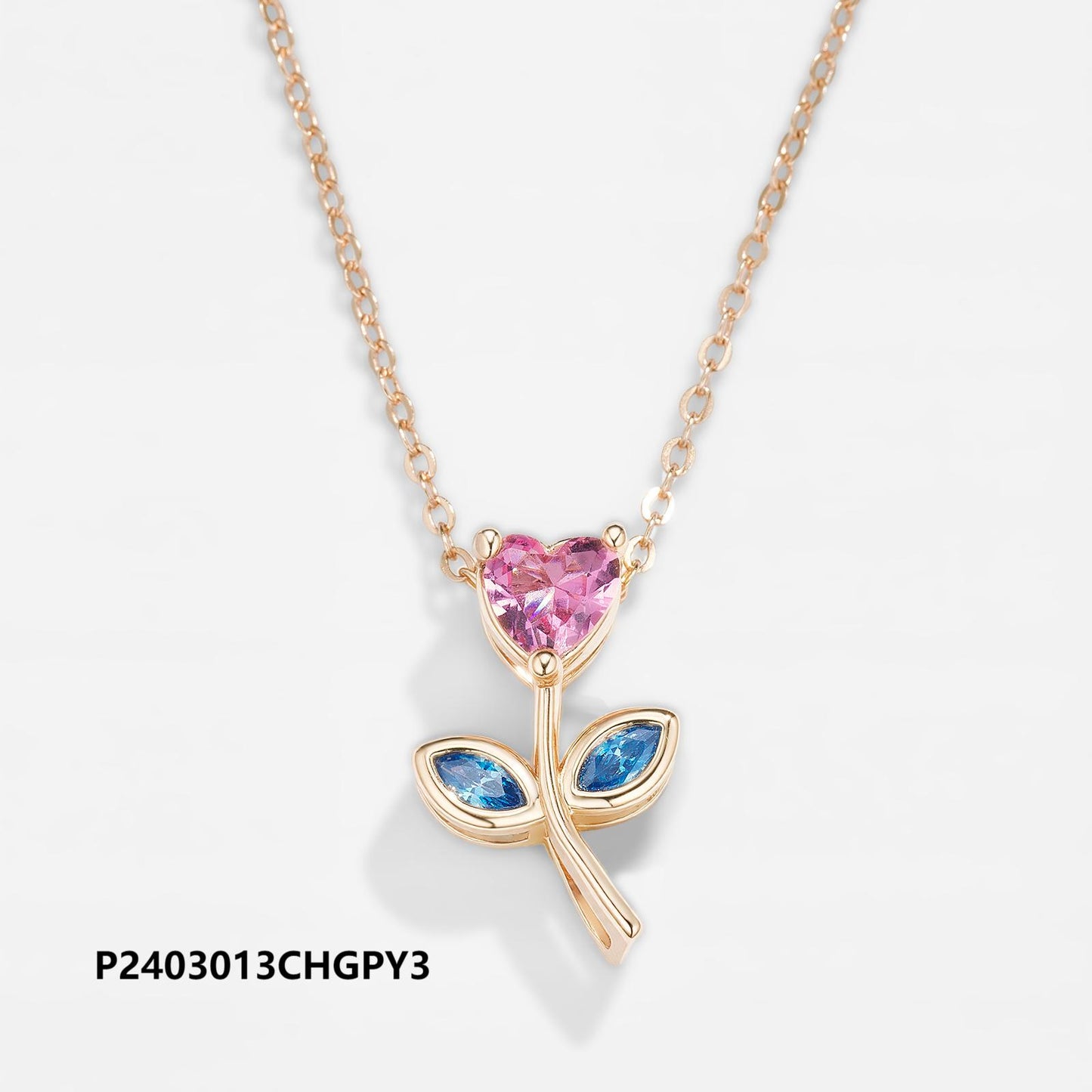 Copper 18k gold plated colored zircon necklace wholesale, original boutique design, daily versatile