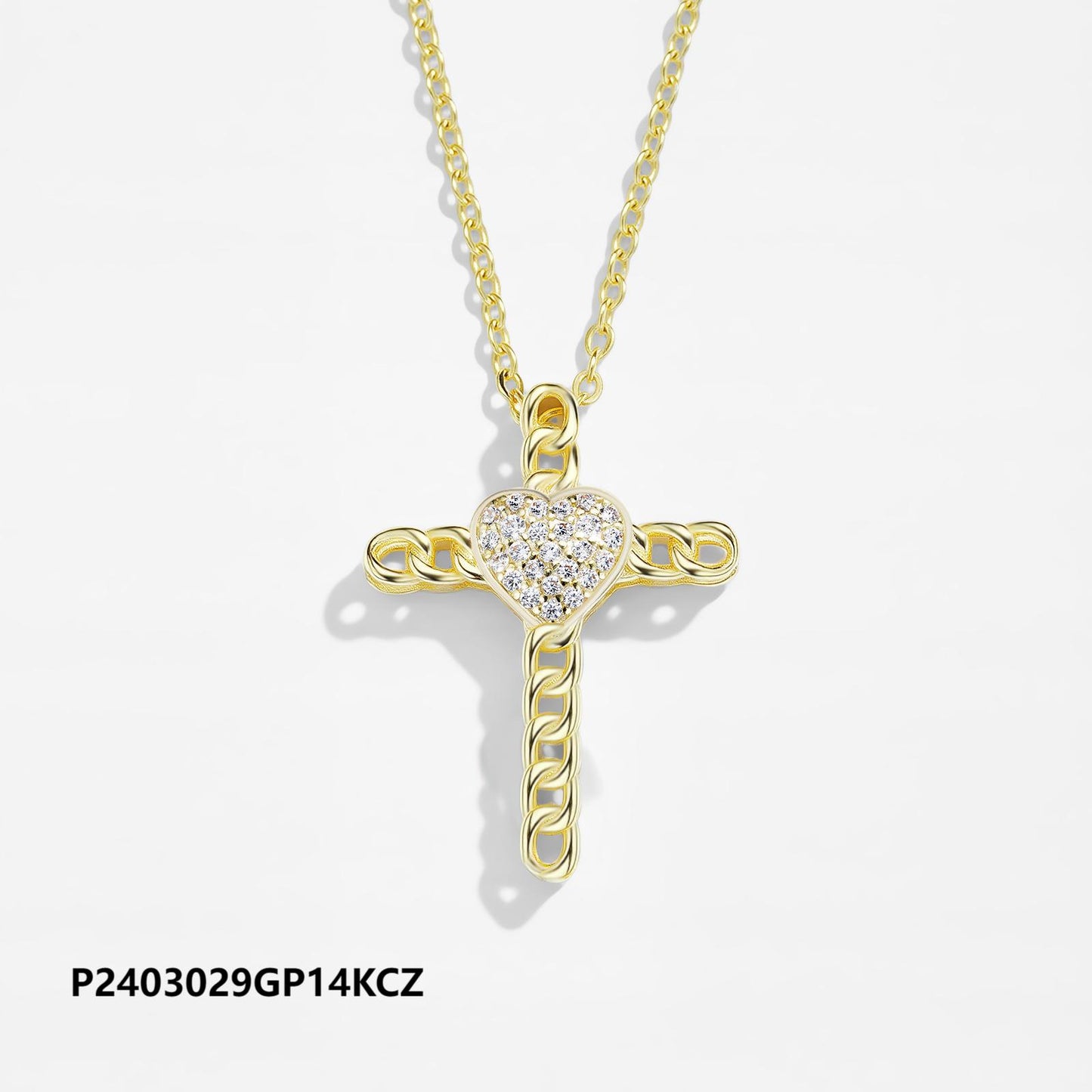 Wholesale copper-plated zircon cross necklace, inlaid with 6A zircon, original design
