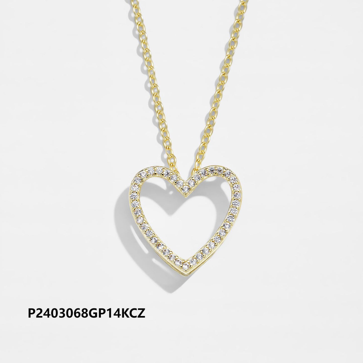 Wholesale copper-plated gold heart necklace inlaid with 6A zircon, three designs to choose from