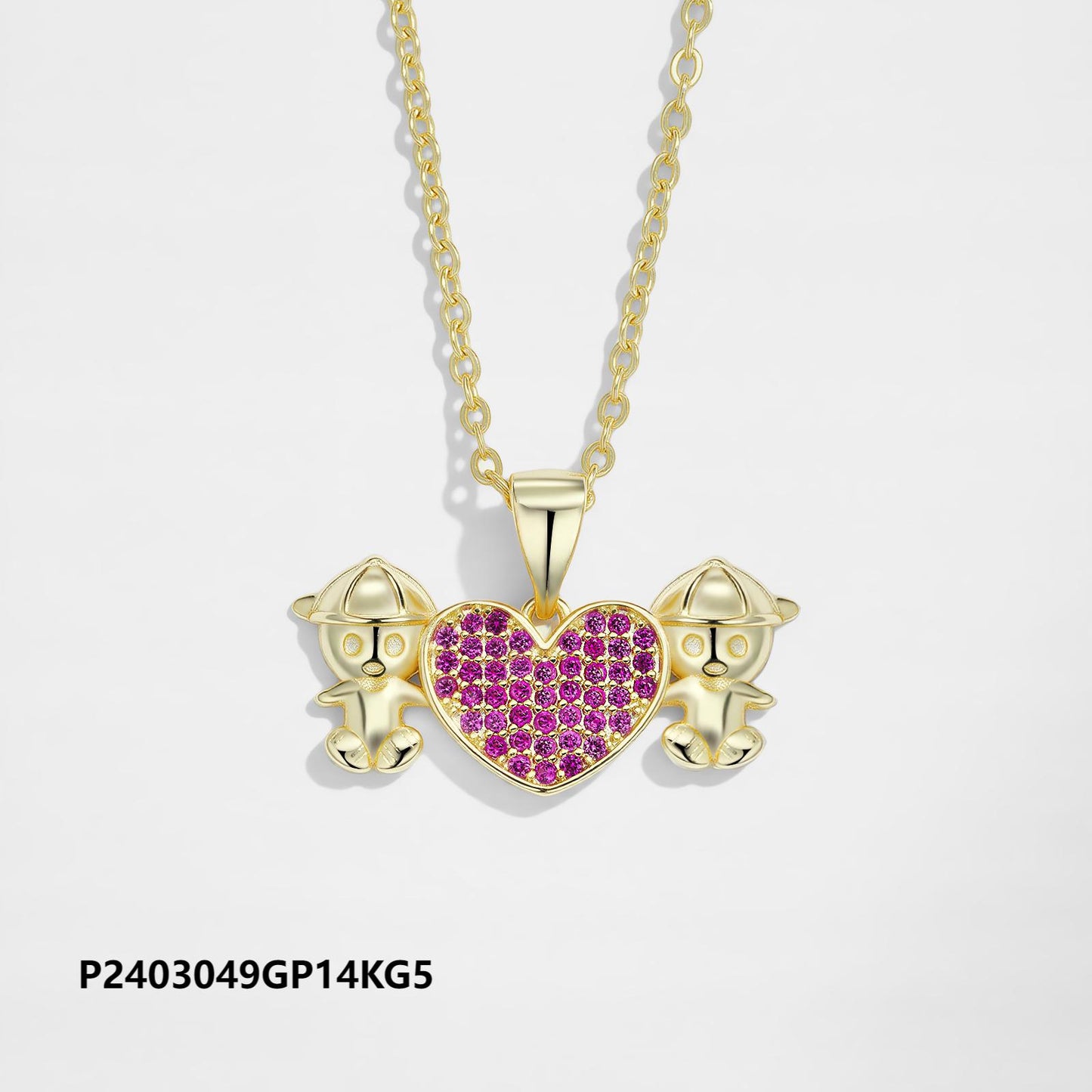 Environmentally friendly copper plated 14k gold heart colored zircon necklace wholesale, boutique versatile fashion parent-child necklace, non-fading and waterproof - Lyra