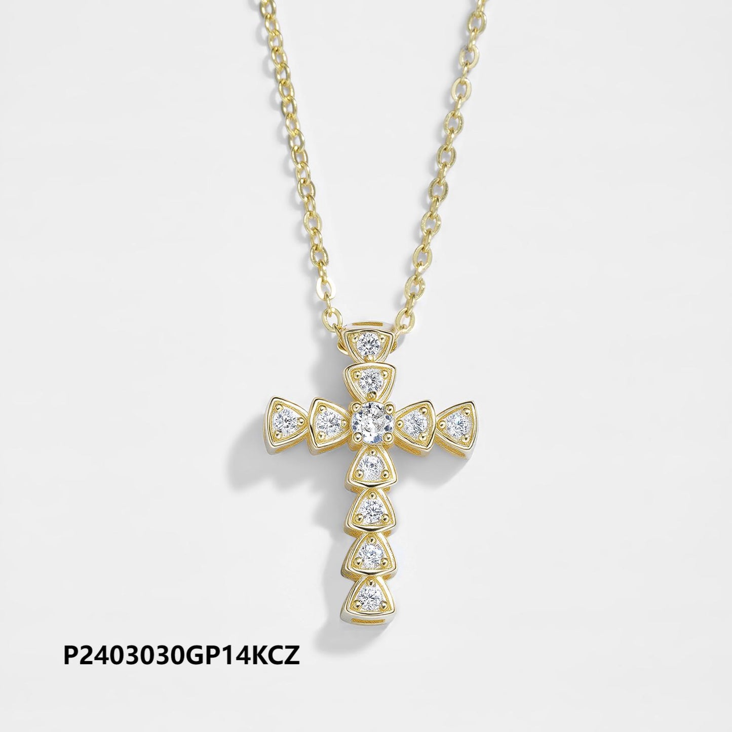 Wholesale copper-plated zircon cross necklace, inlaid with 6A zircon, original design