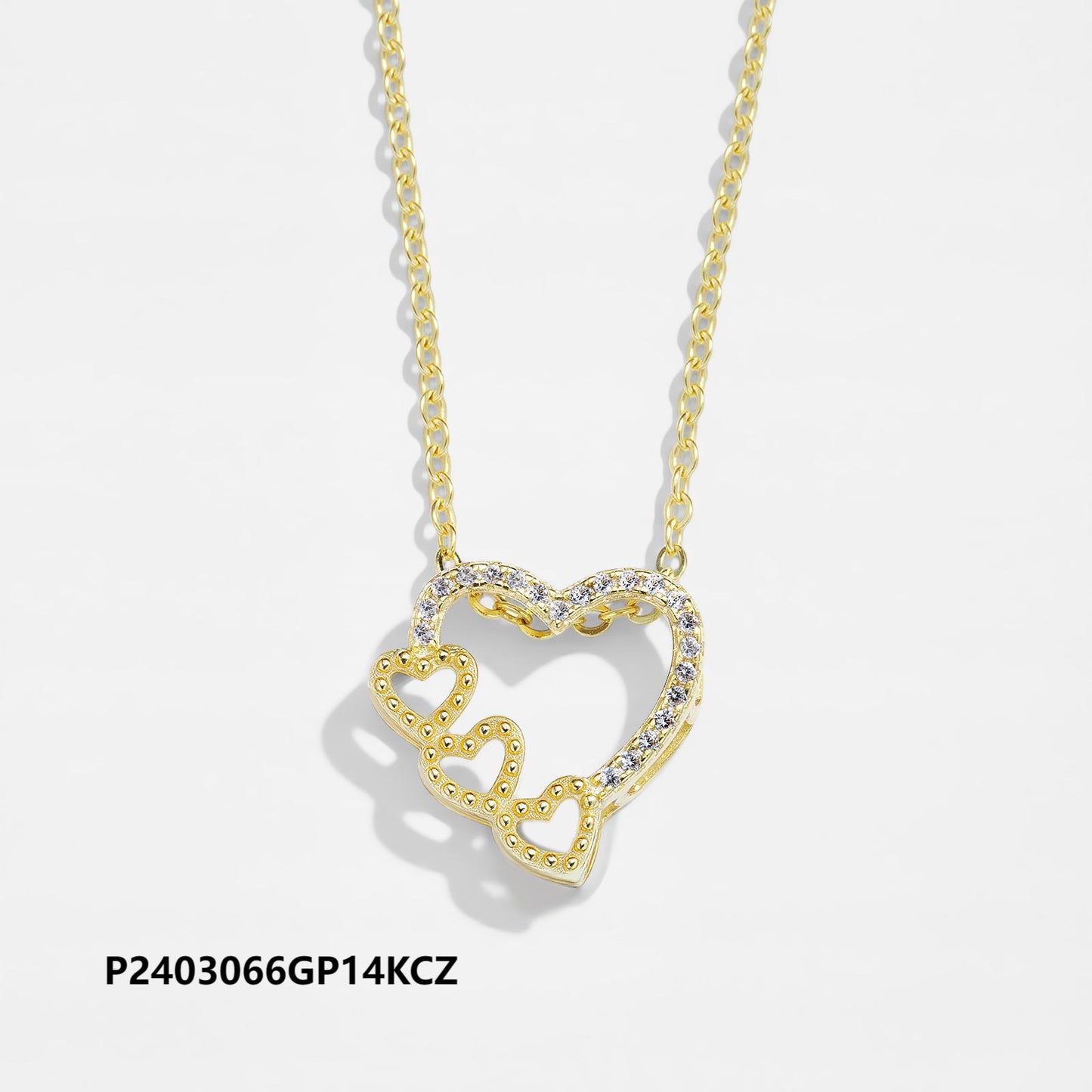 Copper plated 18k gold heart zircon necklace wholesale, original design, waterproof and non-fading