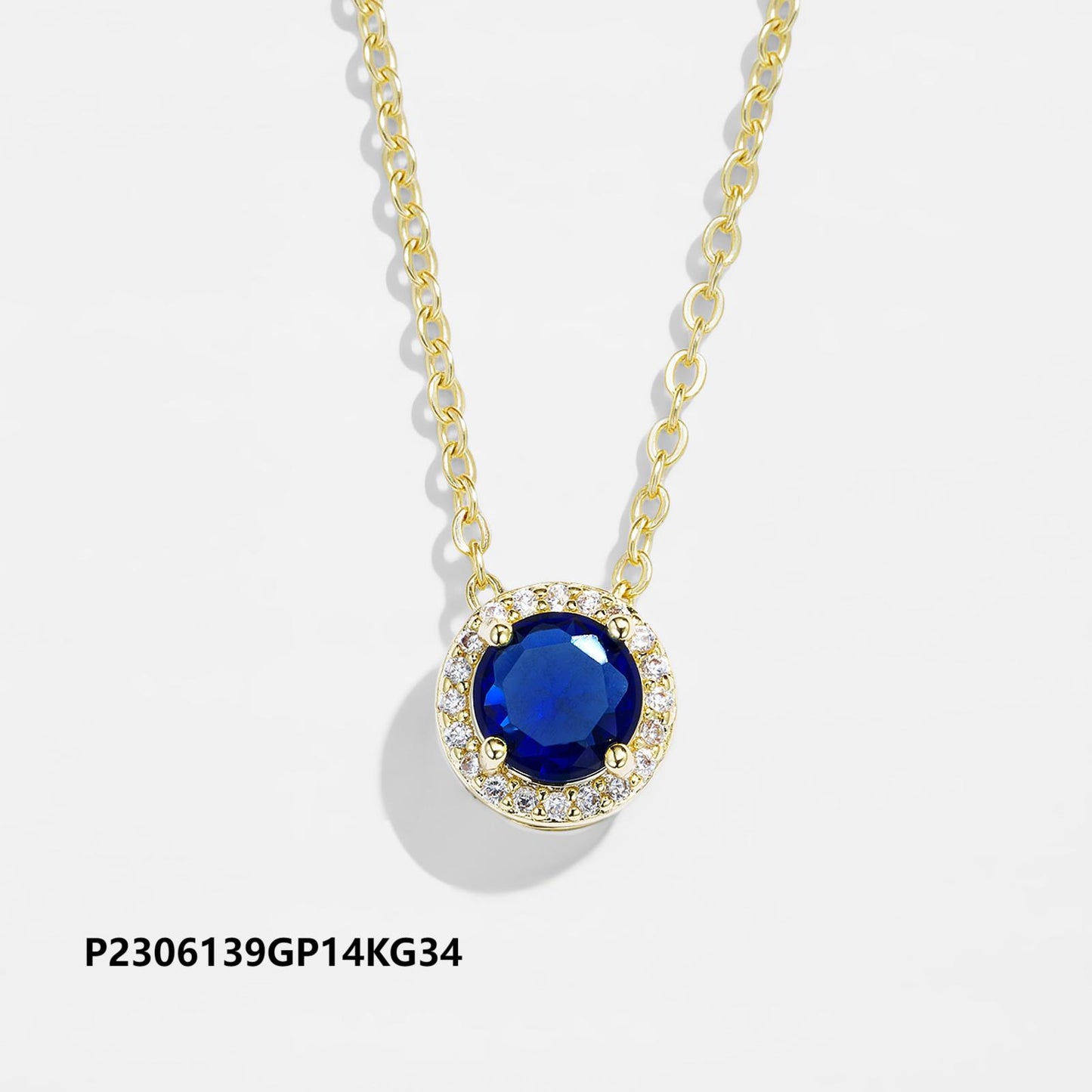 Wholesale copper-plated gold-plated zircon necklace, inlaid with 6A zircon,Green, blue, red