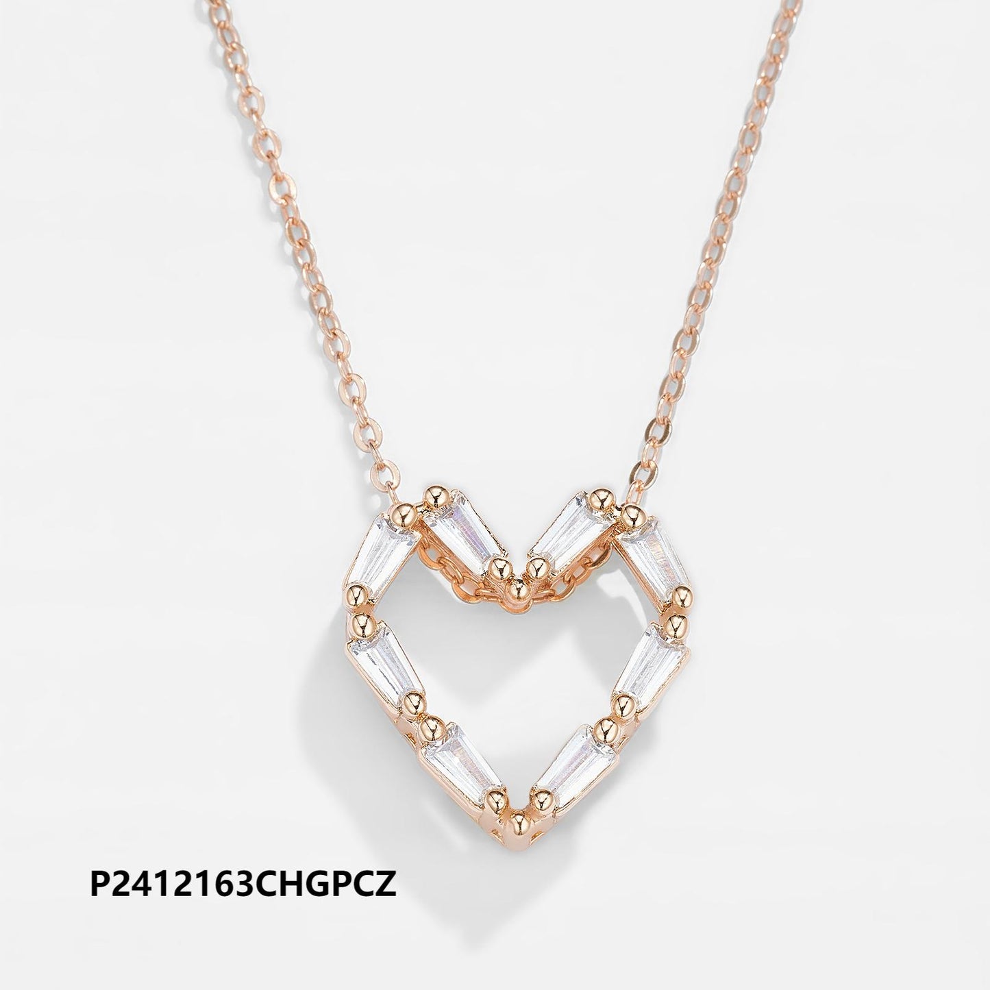 Environmentally friendly copper plated 14k gold heart zircon necklace wholesale, boutique versatile fashion necklace, original design - Lyra