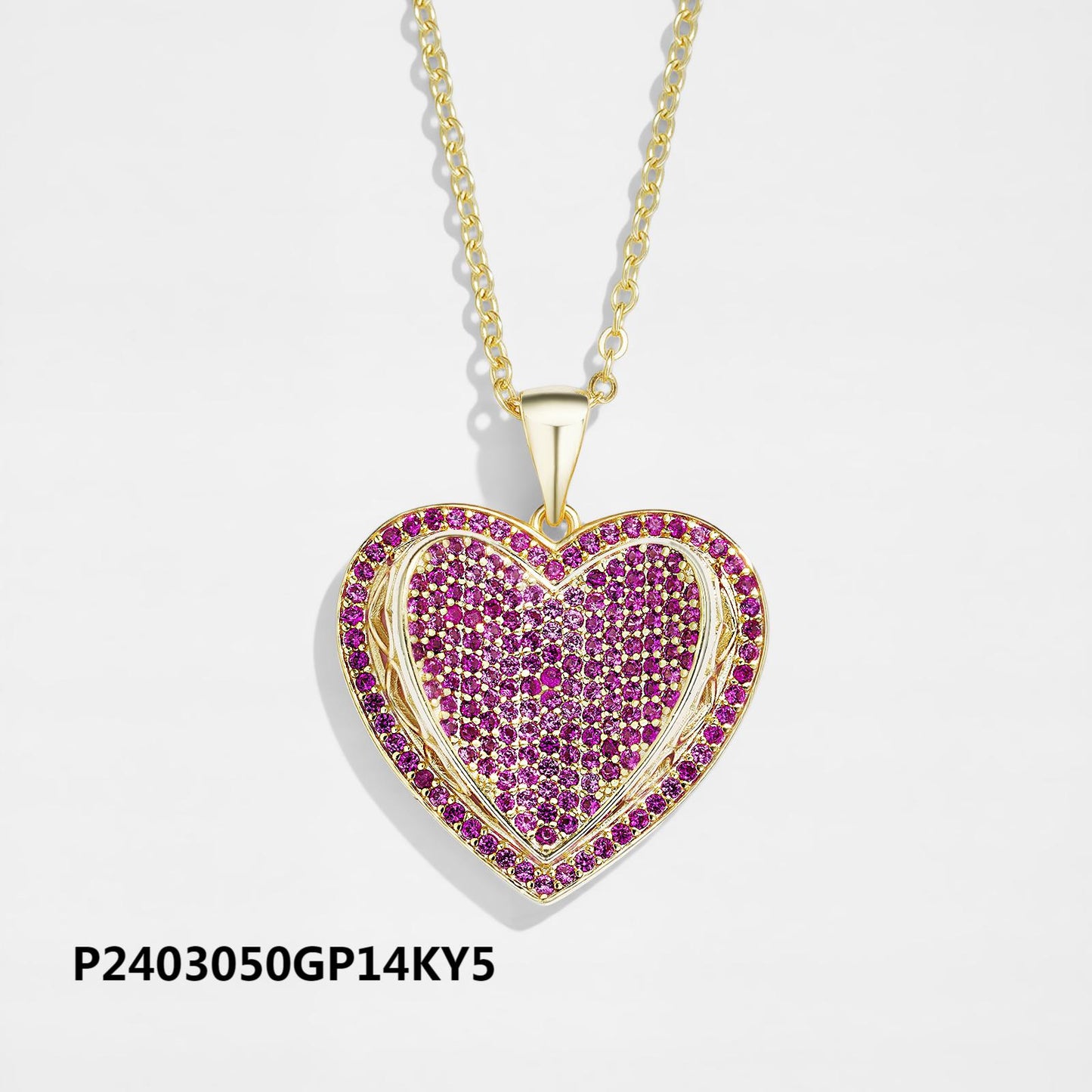 Environmentally friendly copper plated 14k gold heart colored zircon necklace wholesale, boutique versatile fashion parent-child necklace, non-fading and waterproof - Lyra