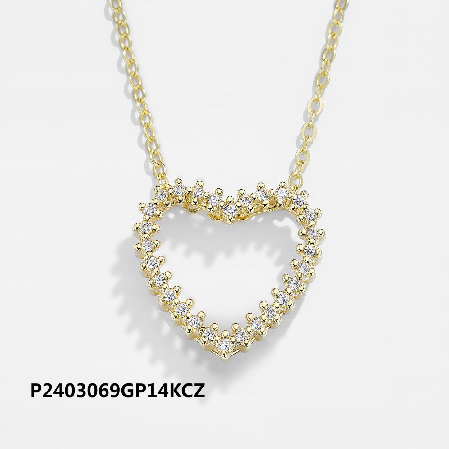 Environmentally friendly copper plated 14k gold heart zircon necklace wholesale, boutique versatile fashion necklace, original design - Lyra