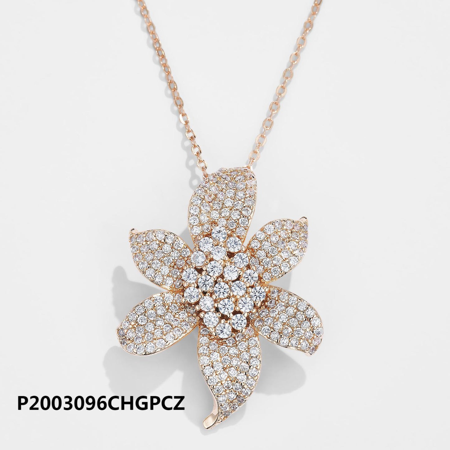 Copper 18k gold plated colored zircon large flower necklace wholesale, original boutique design, daily versatile