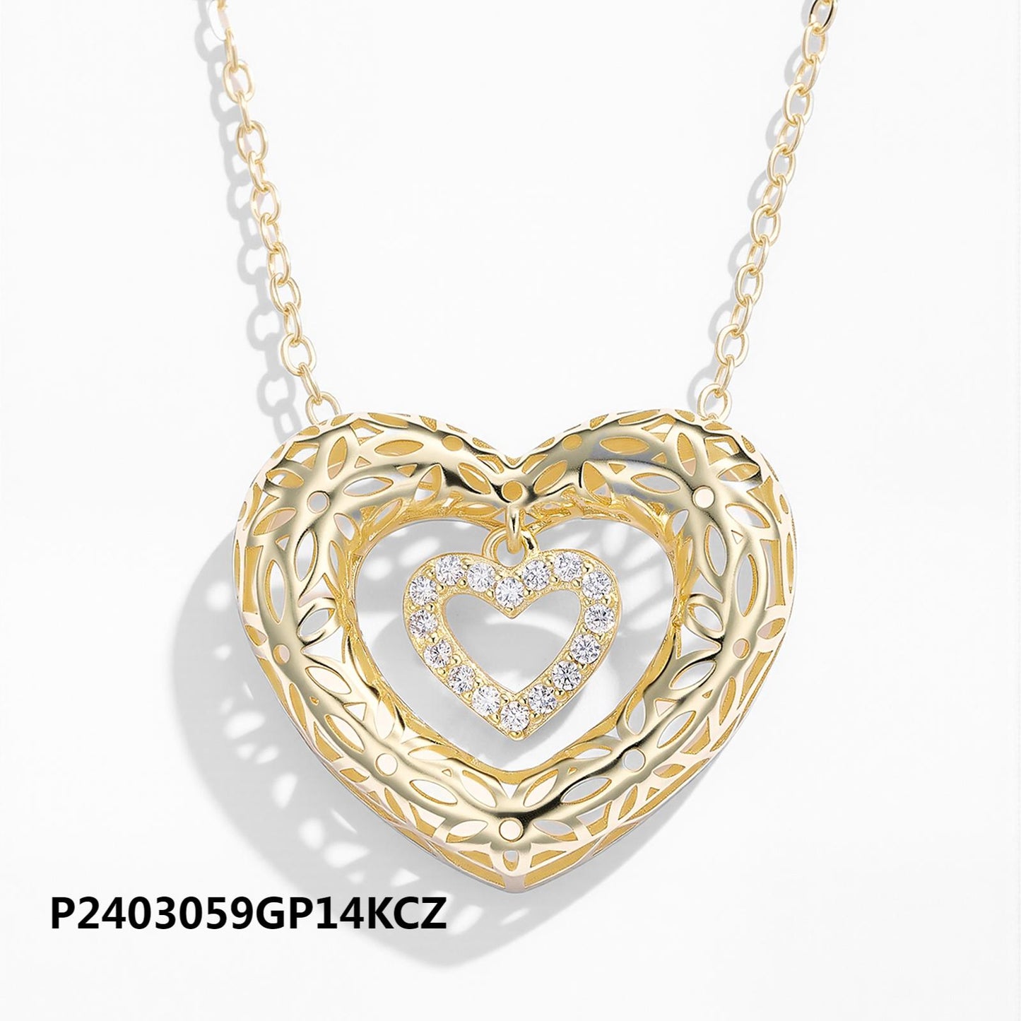 Environmentally friendly copper plated 14k gold heart 6A zircon necklace wholesale, boutique versatile fashion necklace, non-fading and waterproof - Lyra
