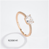 Wholesale copper-plated gold rings with 6A zircon, colorfast.