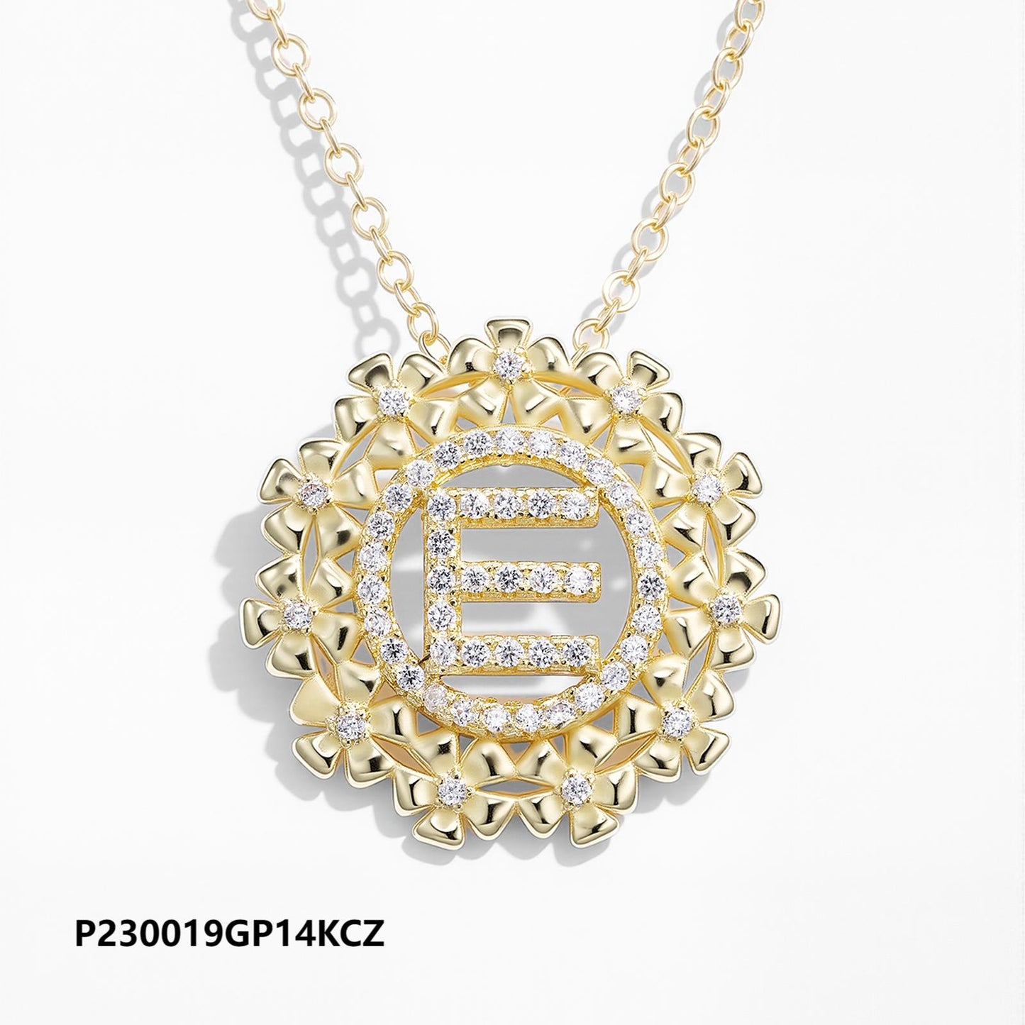 Wholesale copper plated 14k gold zircon round hollow necklace, environmentally friendly material, non-fading and waterproof