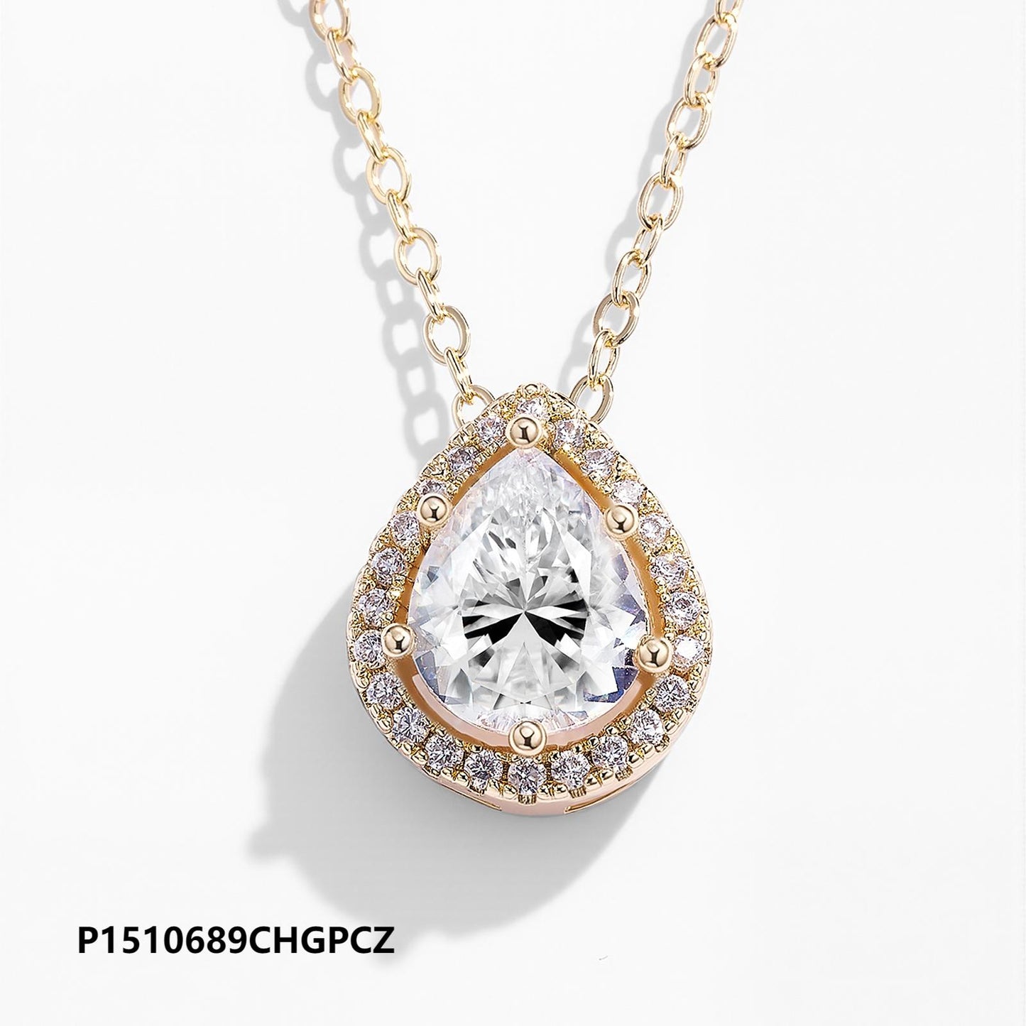 Wholesale copper plated 14k gold zircon teardrop necklace, environmentally friendly material, non-fading and waterproof